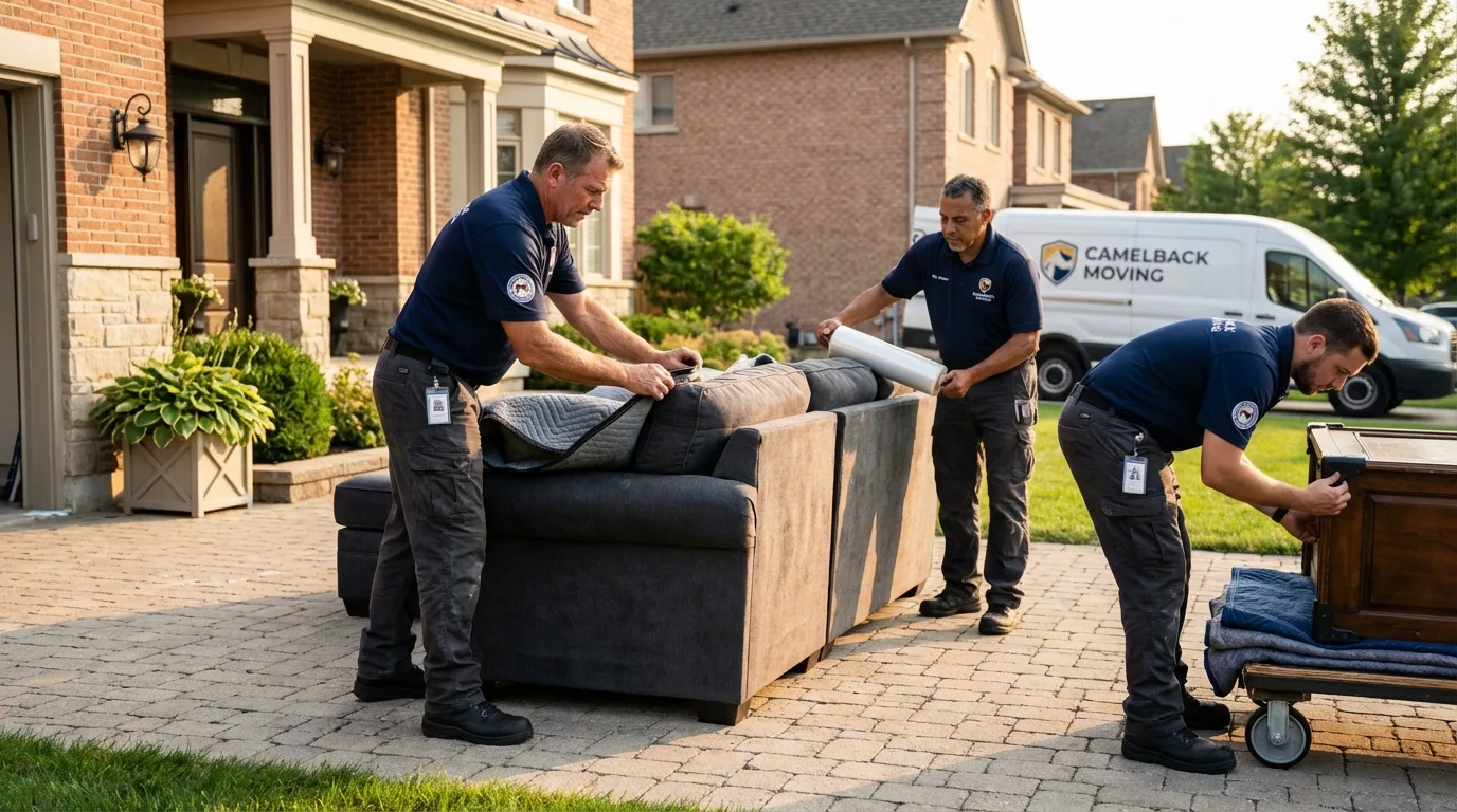 Large estate moving crew wrapping furniture in Newfane, VT